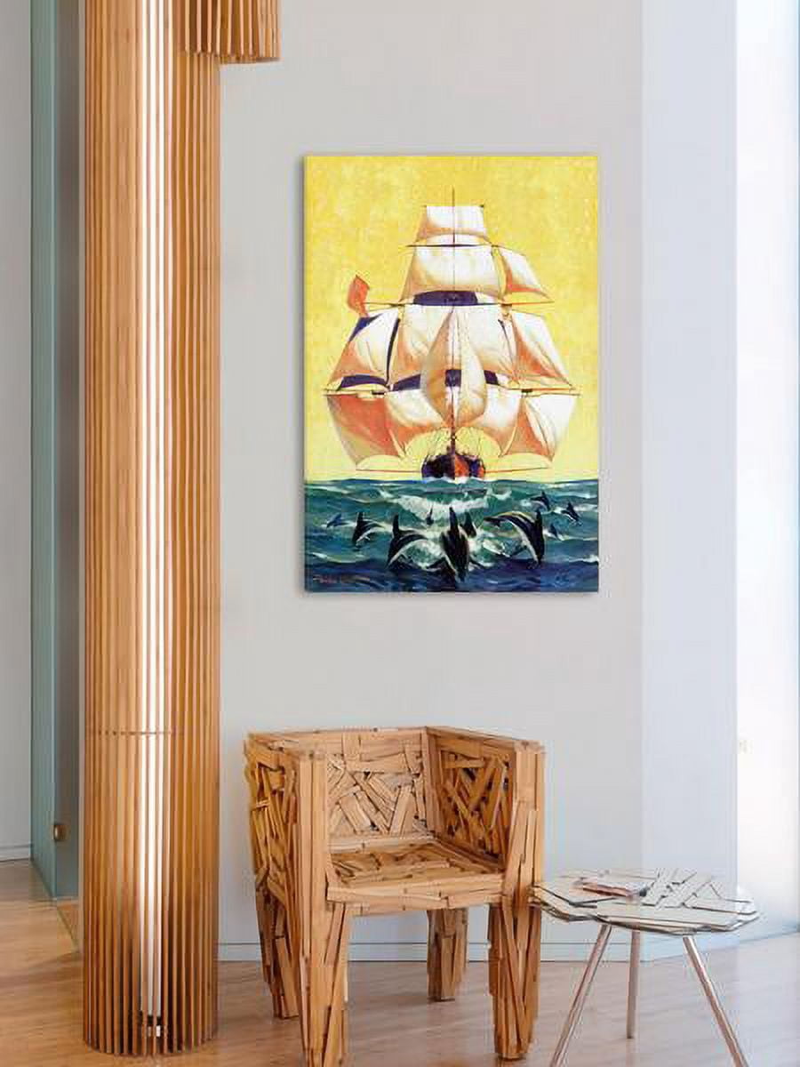 "Led by Dolphins" Painting Print on Wrapped Canvas