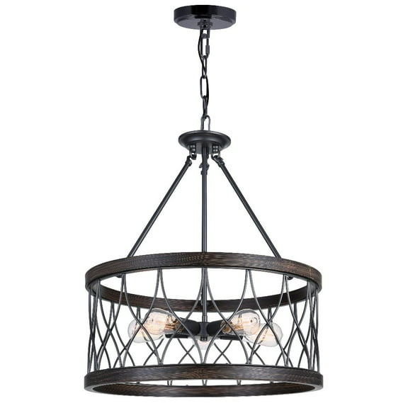 CWI Lighting Amazon 5 Light Metal Chandelier with Drum Shade in Gun Metal Black
