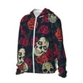 thumbnail image 2 of Balery Roses Skulls Men's Women's UPF 50+ Sun Protection Lightweight Hoodie Performance Long Sleeve Shirt for Fishing Running-Large, 2 of 9