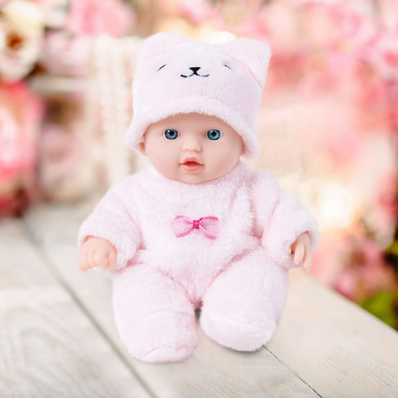 20cm Reborn Doll Simulation Pacifier Baby Bib Change Soft Rubber Toy Gift, Look Real Sleeping Girl Baby Doll with Soft Cloth Body for Kid Age 3