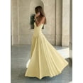 thumbnail image 3 of Elegant Yellow Pleated Maxi Dress With Spaghetti Straps For Casual Date Holiday Wedding Guest, 3 of 8