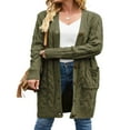 thumbnail image 2 of Women‘s Long Sleeve Cable Knit Sweater Open Front Cardigan Button Down Loose Outerwear Light Blue M, 2 of 7