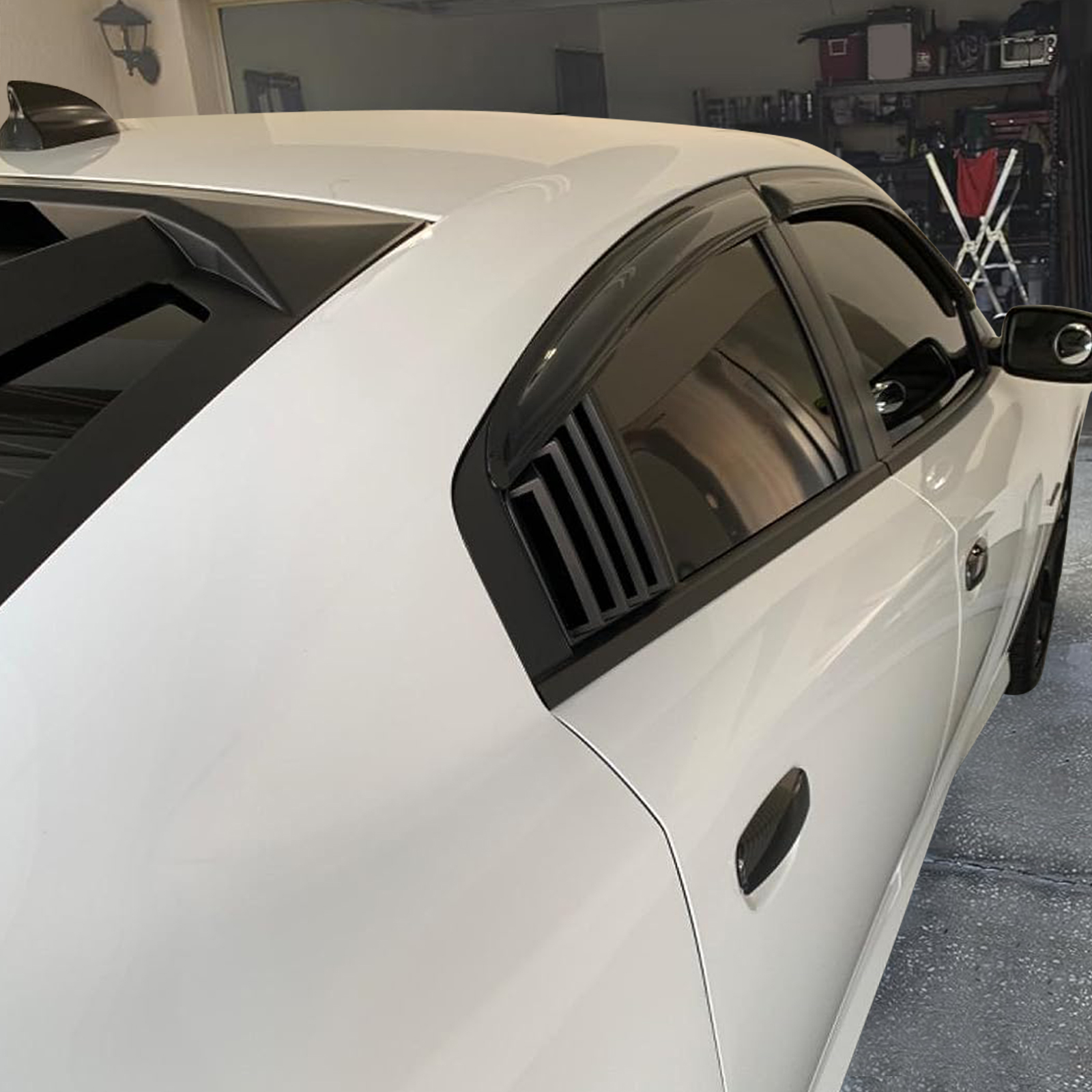 V1 Style Side Window Louvers For Dodge Charger 2011-2023 - Matte Black - IKON MOTORSPORTS