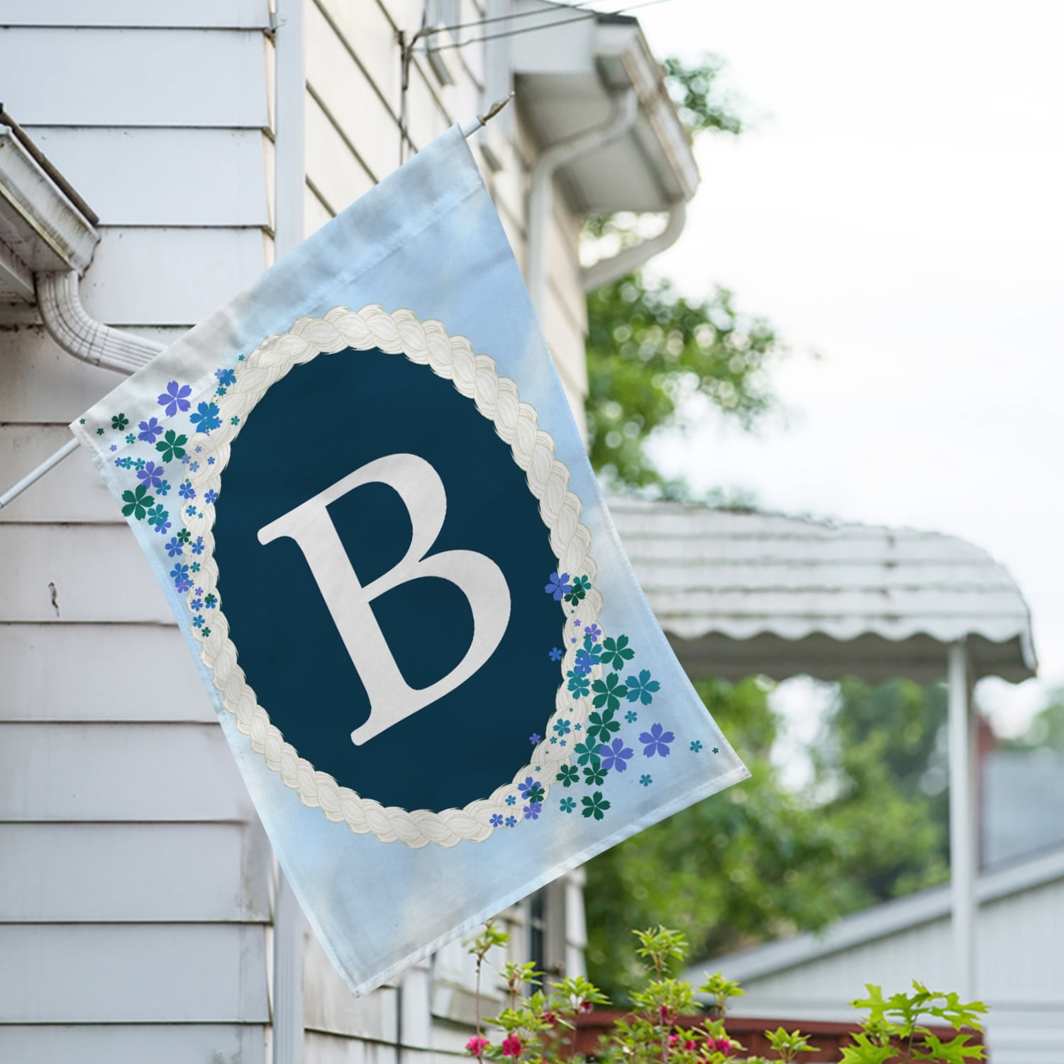 America Forever Spring Monogram House Flag Letter B 28 X 40 inches Double Sided Vertical Outdoor, Yard, Lawn, Beautiful Flowers, Floral Design, Summer Farmhouse House Flag