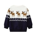 thumbnail image 6 of HILEELANG Toddler Boy(2-8Y) Sweatshirts Christmas Navy Blue Graphic Elk Pullover Cotton Crewneck Clothes 3T, 6 of 7
