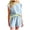 Blue, variant on Two Piece Sets for Women Women 2 Piece Outfits Summer Casual Round Neck Short Sleeve Tops Blouses And Shorts Sets With Contrast EdgePrints Set With Pockets Indoor Boy High Swimsuit Two Shorts Green XL