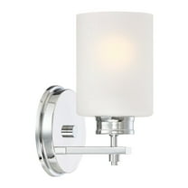 Kira Home Phoebe 8" Modern Wall Sconce/Vanity Light   Frosted Seeded Glass Shade, Chrome Finish