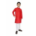 thumbnail image 2 of TRILOKI Kids Kurta Set for Boys Red Art Silk Indian Traditional Ethnic Wear, 2 of 4