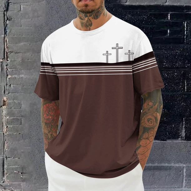 Tops para hombre, blusas y camisas de cuello redondo y manga corta para hombre, blusas casuales de moda con cuello redondo y manga corta, blusas para hombre, blusas de poliéster para hombre