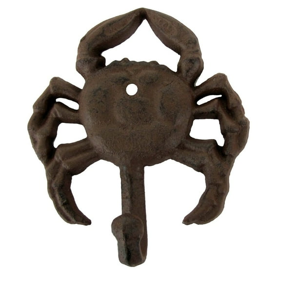 TreasureGurus 1 Hook Iron Wall Mount Nautical Decor Crab Coat Hook, 20 lb Limit
