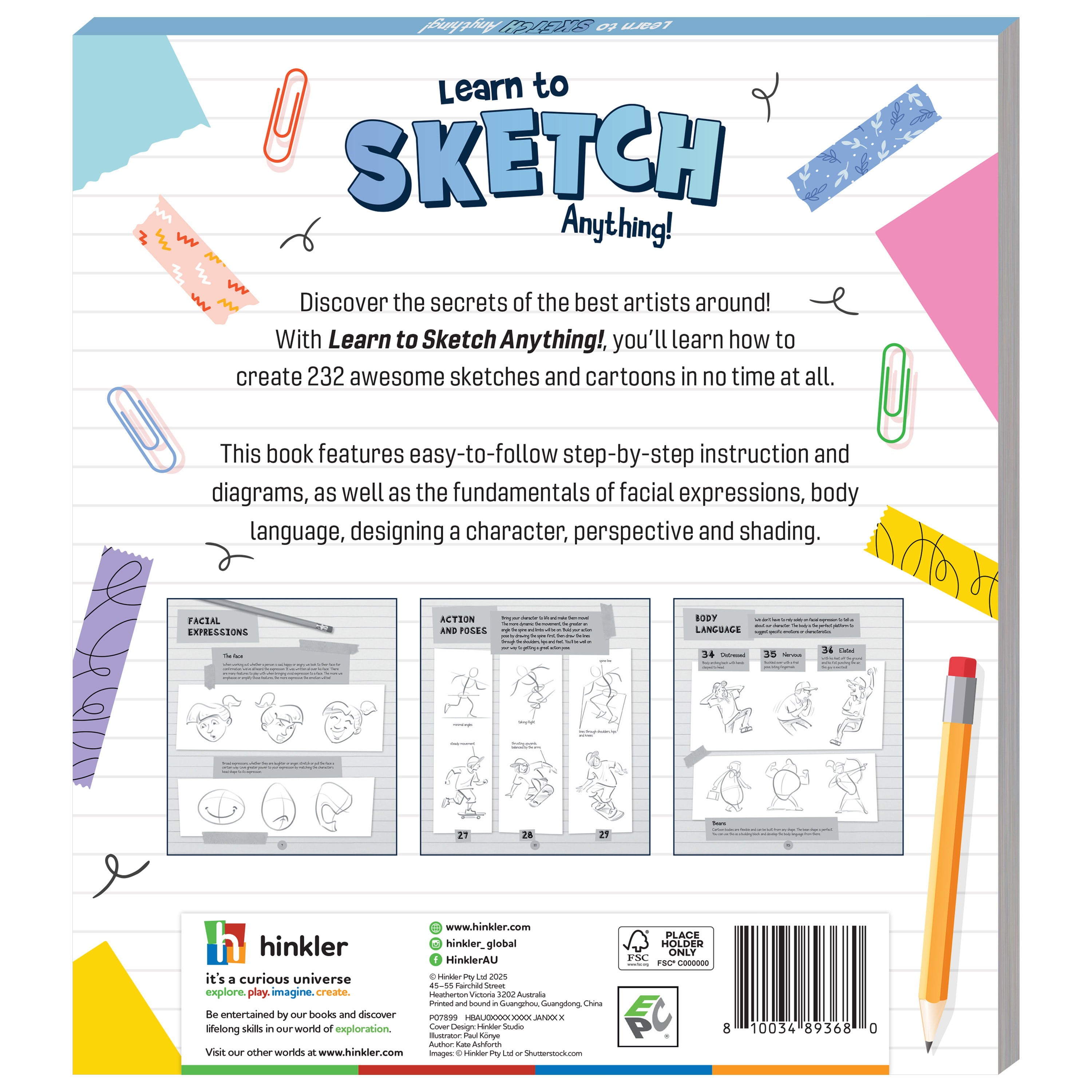 Hinkler Art Maker Learn to Sketch Anything Instructional Pad Ages 8 and up, 96 Pages