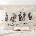 thumbnail image 3 of Easter Outdoor Waterproof Pillow Covers, Retro Spring Rabbit Plaid Flowers Animal Floral Decorative Square Throw Pillowcase Sofa Cushion Sham for Patio/Couch/Chair, 26"x26" 2 Pack, 3 of 8
