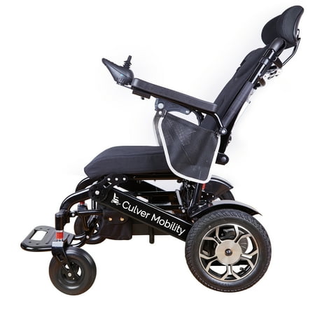 Culver Mobility Reclining Folding Lightweight Electric Black Wheelchair 500W Motor,330 lbs-13 Miles