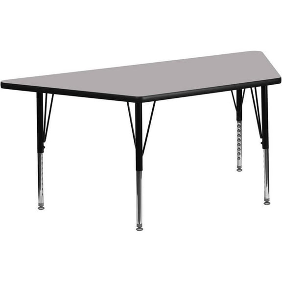 Pemberly Row 26" x 58" Trapezoid Thermal Fused Top Activity Table in Gray