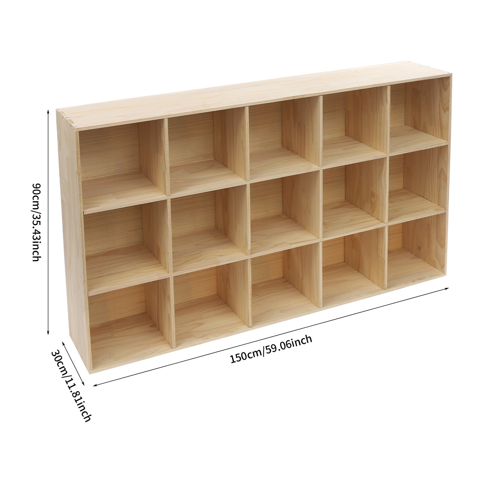 Modern Solid Wood Organizer, 59.06x11.81x35.43in 15-Cube Unit, Easy Assembly & Smooth Finish, Great for Dorms/Offices/Milk Tea Shops