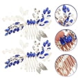 thumbnail image 3 of Shisuyan 2 pcs Blue Rhinestone Hair Comb Leaf Hair Comb Bridal Hair Side Comb Wedding Hair Combs, 3 of 9