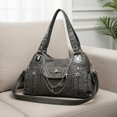 thumbnail image 4 of HUISZJ PU Leather Shoulder Bag, Large Capacity Crossbody Bag with Adjustable Strap, Y2k Messenger Bag for Women Work Shopping Travel (Gray), 4 of 6