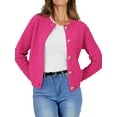 thumbnail image 3 of Women'S Knit Cardigan Sweaters Casual Long Sleeve Open Front Button Down Trendy Jackets Outerwear Rose Red L, 3 of 9