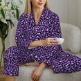thumbnail image 6 of Bingfone Womens Pajama Sets Purple Leopard Print,Long Sleeve Loungewear Pajamas Set-X-Large, 6 of 8