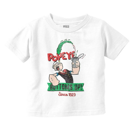 Popeye Bottoms Up Since 1929 Funny Toddler Boy Girl T Shirt Infant Toddler Brisco Brands 18M