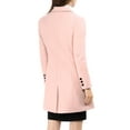 thumbnail image 3 of Abrigo de invierno para mujer INSPIRE CHIC con solapa muesca, abrigo trinchera de doble botonadura, talla XL, color rosa, 3 of 7