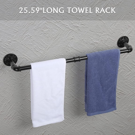 Industrial Farmhouse 7-Piece Bathroom Hardware Set, Wall Mounted Towel Bar, Hand Towel Rack, Toilet Paper Holder & Pipe Hooks