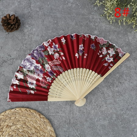 

MageCrux 1PC Silk Fan Chinese Japanese Style Folding Fan Wedding Fan Art Gifts Dance Hand Fan