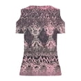 thumbnail image 6 of DeHolifer Women's T-Shirts V-Neck Hollow Out Floral Printed Breathable Short Sleeve Casual Loose Blouse T-Shirts Pink S, 6 of 7