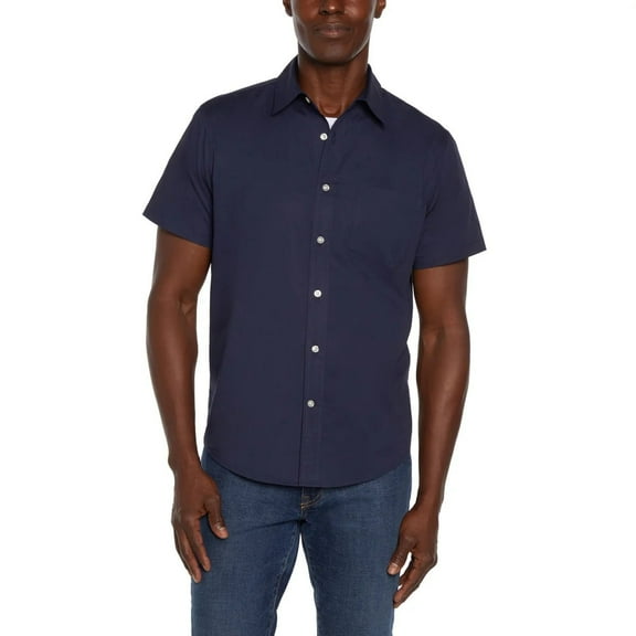 Gap Men's Short Sleeve Poplin Shirt, Dark Blue, XL