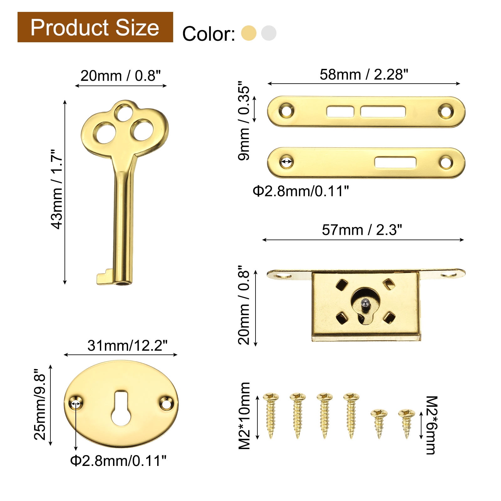 Unique Bargains Vintage Full Mortise Mini Locks Bronze