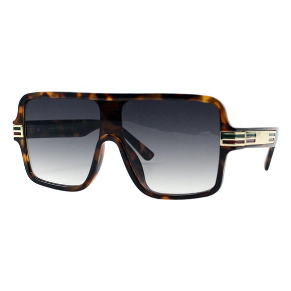 Men's Designer Fashion Sunglasses Oversized Square Frame UV 400 Tortoise, Smoke