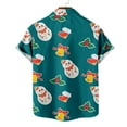 thumbnail image 5 of IROINNID Christmas Ugly T-Shirt for Men Funny Print Hawaiian Tops Xmas Vacation Holiday Gift Button Up Green Shirt,Blue, 5 of 5