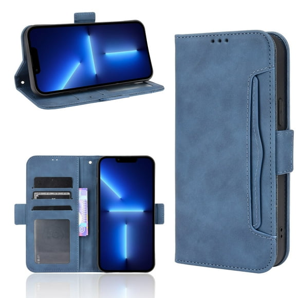 For Samsung Note 20 Ultra Multi Card Slots Leather Phone Case Flip Stand Cover-Blue