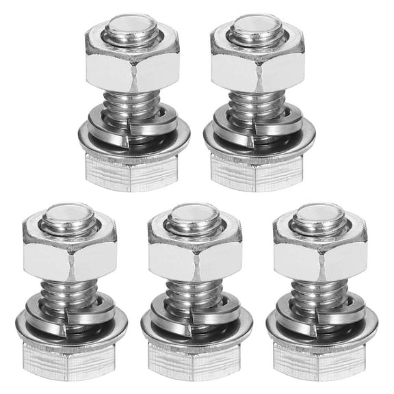 M8 x 18mm 304 Stainless Steel Hex Head Screws Bolts, Nuts, Flat & Lock Washers Assortment Kit, 5 Sets