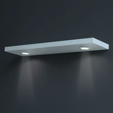 WELLAND 36" Floating Wall Shelf with LED Lights, White ...