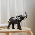 thumbnail image 2 of Estatua de elefante moderna, estatua de animal, hecha a mano, acento decorativo para el jardín y el hogar. cabeza negra arriba, 2 of 8