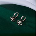 thumbnail image 4 of Sterling Silver Bow Huggie Hoop Earrings for Women Teens Bowknot Small Hoop Earrings Huggie Drop, 4 of 10