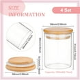 thumbnail image 2 of Paquete de 4 frascos de vidrio transparente con tapas de bambú, 200 ml (7 oz), pequeños y herméticos, redondos, para almacenar especias, azúcar y sal. Incluyen tapas con anillo de silicona., 2 of 5