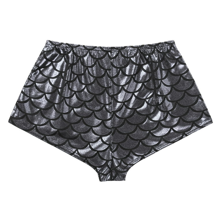 Women Mermaid Fish Scale Panties High Waist Booty Shorts Club Rave Pole Dancing Hot Pants Theme Party Cosplay Costume Swimwear Walmart