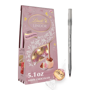 Lindt LINDOR Neapolitan White Chocolate Easter Candy Truffles Bag with pen