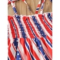 thumbnail image 6 of Bagilaanoe 4th of July Dress for Toddler Baby Girl  Independence Day Star Stripe Print Sleeveless Pleated Sling Dress, 6 of 8