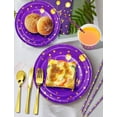 thumbnail image 4 of Birthday Party Tableware, 161 Pieces Purple Gold Party Supplies, Dinnerware Sets Include Paper Plates Napkins Cups Silverware, for Shower Engagement Parties Decoration -20 Serves, 4 of 14