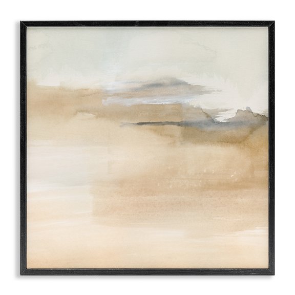 Stupell Industries Contemporary Cinnamon Shores Abstract Landscape Soft Neutral Tones Black Framed Giclee Art, 12 x 12, by Victoria Barnes