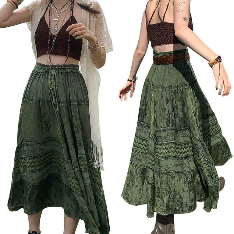 Amazon.com: Women's Fairy Grunge Midi Skirt High Waist