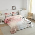 YST White Horse Comforter Set Queen Pink Cherry Blossoms Bedding Set
