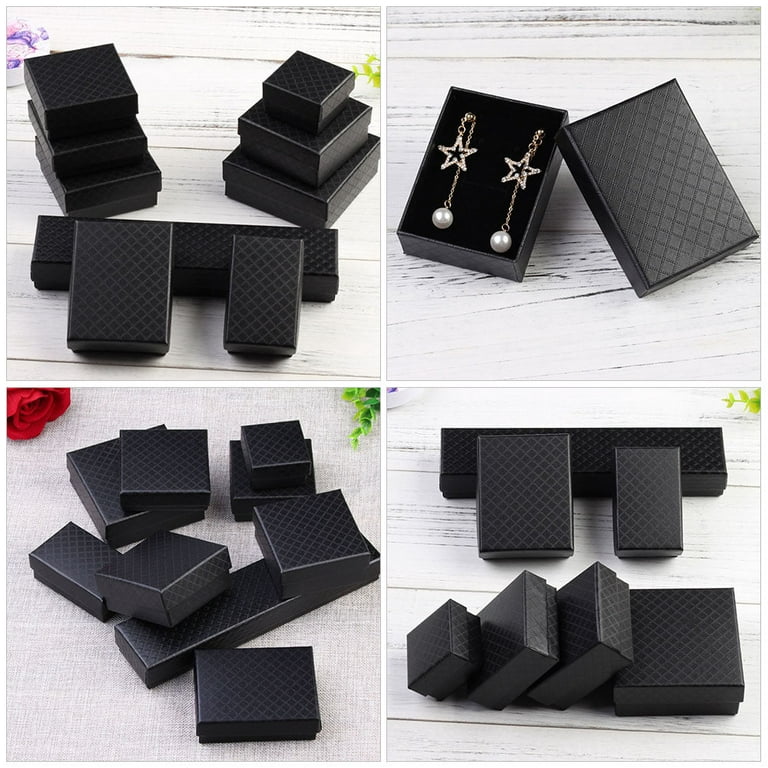 1Bag 30Pcs Textured Black Paper Jewelry Gift Box 2x3.2x1 Inch With Sponge  Cushion Inside For Necklace Bracelet Jewelry Valentine's Day Gifts Display P