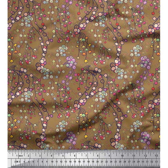 Soimoi Cotton Duck Fabric Berries Artistic Printed Fabric 1 Yard 42 Inch Wide