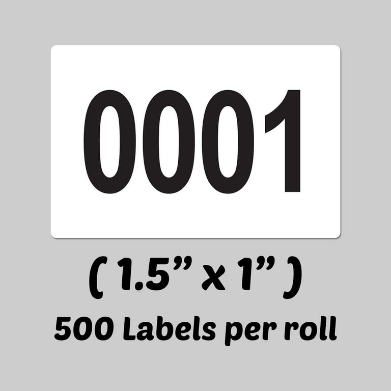 0001-1000 Count Inventory Numbered Stickers Roll, Self-Adhesive Consecutive  Number Labels Tag for Storage Organizing, Moving Box Labeling, Business  Supplies (White, 1.6x0.8 in) 