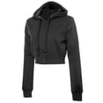 thumbnail image 3 of MixMatchy Women's Solid Long Sleeve Zip Up Crop Detail Hoodie Jacket, 3 of 5