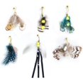 thumbnail image 1 of XINQIHANG Cat Insect Feather Toys Replacement Cat Toy Wand Refills, 6 Pieces Natural Insect Cat Toy Feathers Refill, Interactive Cat Teaser Wand Attachments, with Bell, 1 of 6